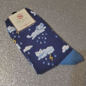 Socksmith Raining Cats And Dogs Graphic Cotton Crew Socks Womens OSFM New
